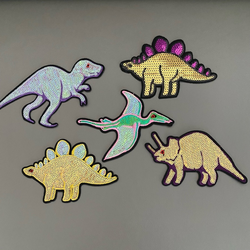 Dinosaur sequin patches NEW